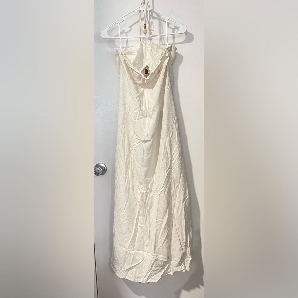 Elegant Cream Strapless Maxi Dress - Picture 13 of 13